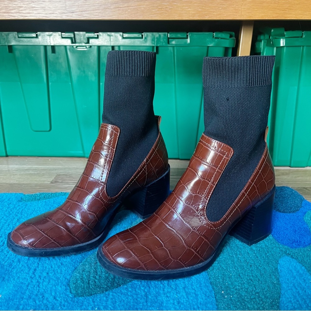 Mango Brown Leather Boots